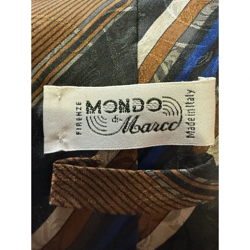 Mondo Di Marco Firenze Men's Silk Tie Abstract Geometric Striped Made In Italy